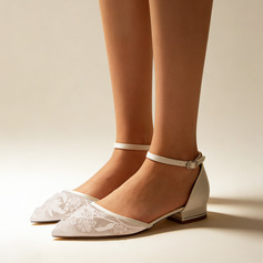 Dla kobiet Obuwie Ślubne Koronka Płaski Obcas Point Toe Mieszkania ślubne Elegancki Ślub obuwie