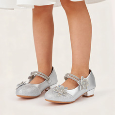 Flicka Prinsesskor Wedding Blomma fuskläder Rund tå Låg Klack skor