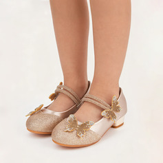 Flicka Prinsesskor Wedding Strass fuskläder Rund tå Låg Klack skor