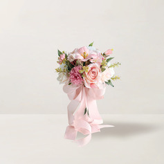 Artificial flores de casamento nosegay flor de seda rosas buquês da nama de honra