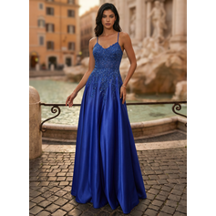 Kjole med A-linje pailletter Satin Kjole