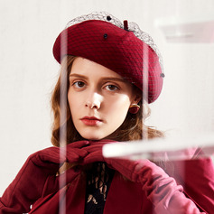 Vrouwen elegant winter sluier wol huwelijk cocktail baret van hat 