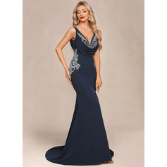 Kleid Maxi mit Plissee aus Stretch-Crêpe