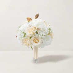 Kunstig Bryllupsblomster Bouquet Form Silke Blomst Roser Brude Buketter