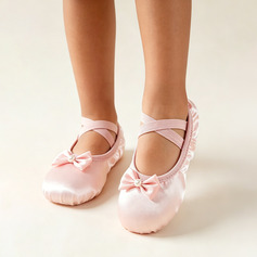 Crianças sapatilhas de ballet laço salto raso cetim interior sapatos de dança