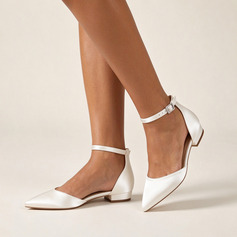 Women's Wedding Shoes Satin Flat Heel Point Toe Wedding Flats Elegant Wedding Shoes