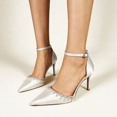 Dla kobiet Obuwie Ślubne Satyna Wysoki obcas Point Toe Obcasy ślubne Elegancki Stras/ Krysztal Górski Ślub obuwie