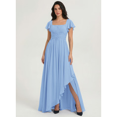 Kjole A-line kjole i Chiffon med Firkantet hals Ruched