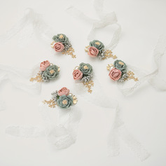 6 kpl keinotekoinen hääkukat silkki ruusut ranne kukkakimppu 