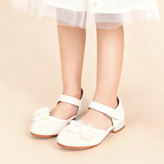Girl's Flower Girl Shoes Wedding Party Flower Faux Leather Round Toe Low Heel Shoes 