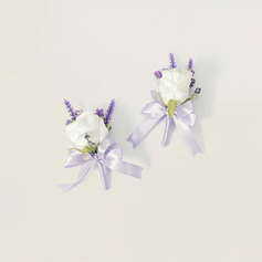 2 stuks kunstmatig bruiloftsbloemen zijde baby's adem boutonniere 