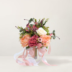 Artificial Wedding Flowers Free-Form Silk Cloth Roses Bridal Bouquets 