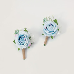 2 stuks kunstmatig bruiloftsbloemen zijde rozen boutonniere 