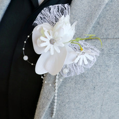 Artificial flores de casamento flor de seda orchids alfinete de lapela
