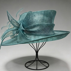 Damen Krempe umklappen Kunstfedern Blumen Sinamay Cocktail Kentucky Derby Kirchenhüte 