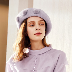 Vrouwen elegant winter pompons wol huwelijk cocktail baret van hat 