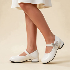 Dziewczyny Buty Flower Girl Ślub Motyl Skóra ekologiczna Okrągły palec u nogi Niski Obcas obuwie