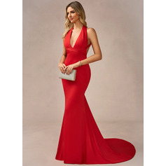 Trumpettimekot/merenneito v-kaula ylipitkä/laahus jersey iltapuku (017116339)