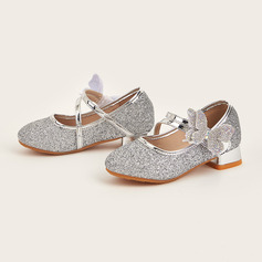 Girl's Princess Shoes Wedding Party Rhinestone Butterfly Leatherette Round Toe Low Heel Shoes 