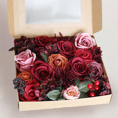 Keinotekoinen hääkukat silkki kangas ruusut kukkalaatikot 