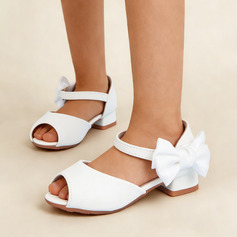 Girl's Flower Girl Shoes Wedding Bowknot Faux Leather Peep Toe Low Heel Shoes 