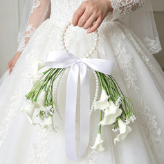 Artificial flores de casamento flor de seda os lírios de calla buquês de noiva