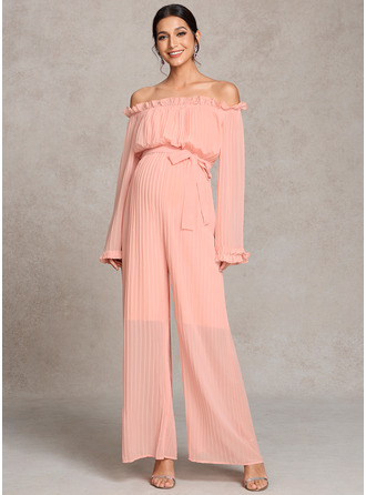 Jumpsuits Off-shoulder Gulvlængde Graviditetskjoler med Plisseret 