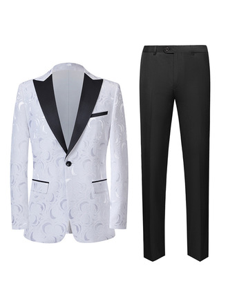Jacquard 2 Piece Single Breasted Men's Prom Tuxedo Suit 