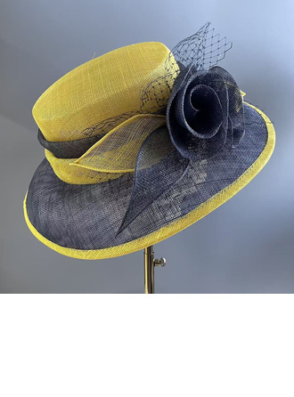 Mujer borde flores sinamay cóctel el derby de kentucky sombreros de la iglesia 