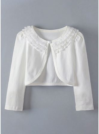 Perlen Baumwolle Lange Ärmel Erstkommunion Blumenmädchen Strickjacke Bolero & Stola 