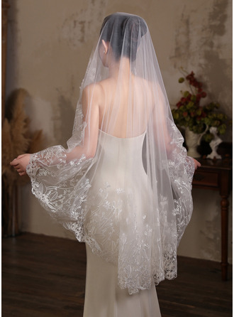 Spitze Schnittkante Einstufig Hochzeit Walzer-Schleier 170 cm Brautschleier 