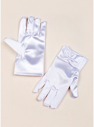 Elastic Satin Wrist Length Flower Girl Gloves 