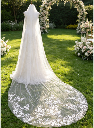 Pearl Cut Edge Single Tier Bridal Cathedral Length 118" Wedding Veils
