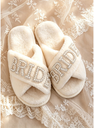 Chaussons pelés mariée lettres perlées