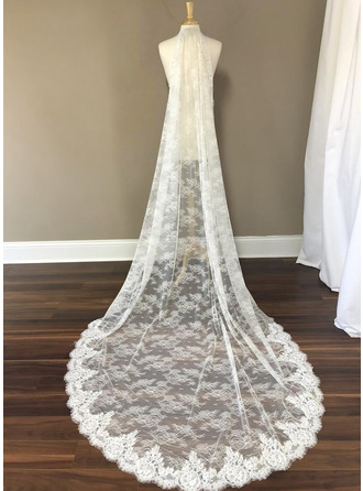Lace Cut Edge Single Tier Mantilla Cathedral Length 118" Wedding Veils