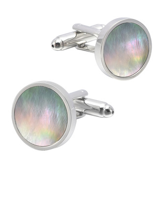 JJ's House Copper and Mother of Pearl Round Cufflinks