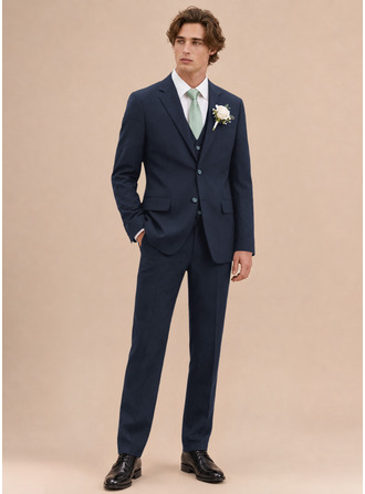 Linen Blend Men's Wedding Suits 3 Piece