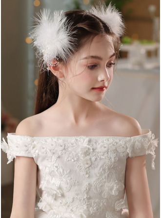 Perlenstickerei Kunstfedern Blumenmädchen Kopfbedeckungen (Set von 2) 