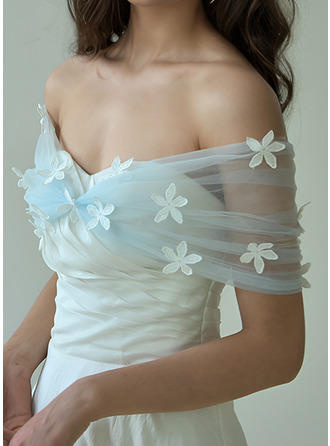 チュール 結婚式 ブライダル ジャケット/ラップ ととも​​に 花 