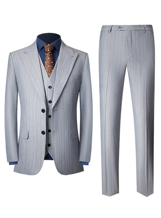 Striped 3 Piece Single Breasted Men's Casual Suit 