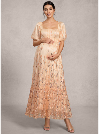 Kjole med A-linje Square Ankel-længde Blonder Graviditetskjoler med pailletter 