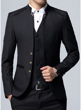 Ensfarget 3 stk Single Breasted Menn Bryllup Dress 