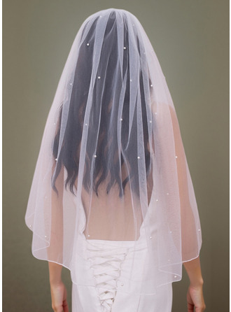 Perlen Bleistiftkante Einstufig Hochzeit Fingerspitzen-Schleier 80 cm Brautschleier 