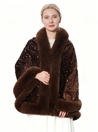 ウール スパンコール フォーマル 結婚式のゲスト ジャケット/ラップ ケープ 