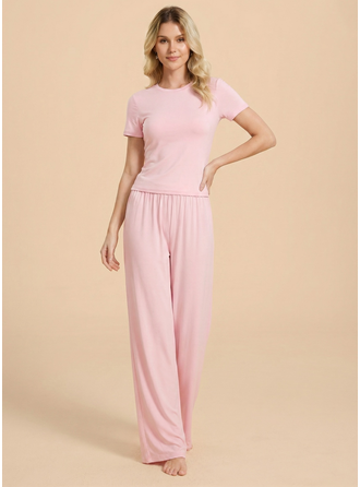 Conjunto pijama mujer camiseta manga corta cuello redondo pantalon largo