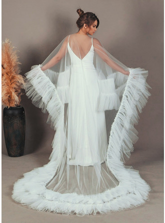 チュール 結婚式 ブライダル ショール ケープ ととも​​に ラッフル 