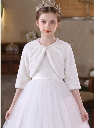 女の子 ウール 3/4袖 フラワーガール ボレロジャケット