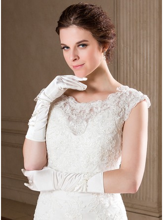 Elastic Satin Elbow Length Bridal Gloves 
