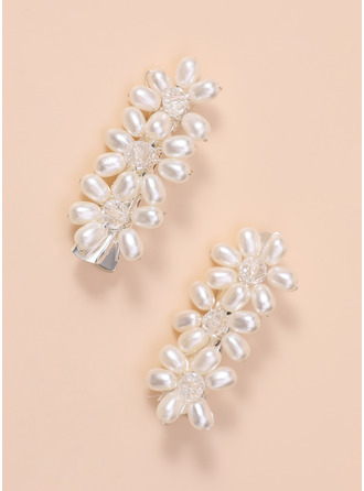 Crystal perlas niña de las flores tocados (juego de 2) 