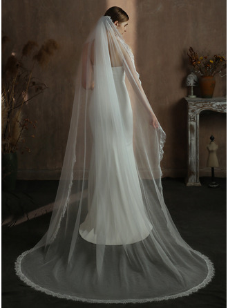 Koronkowa krawędź Pojedynczy poziom Ślubny Długość katedry 250 cm Welon